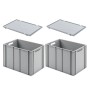 PROREGAL SuperSparSet: 2 graue Euroboxen (70L) mit Deckel, ideal zur Aufbewahrung und Transport.