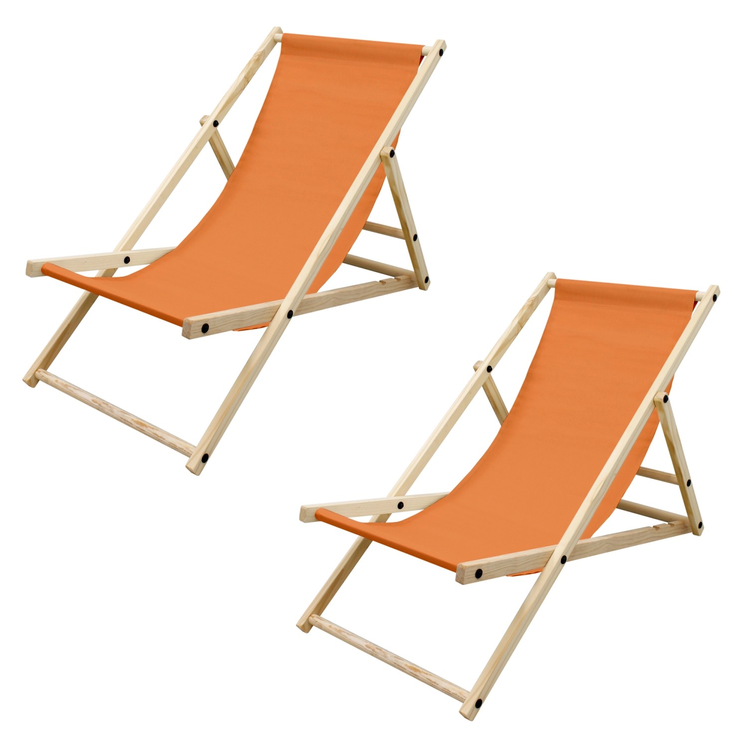 ECD Germany 2Er Set Liegestuhl Klappbar aus Holz 3 Liegepositionen Orange 1 günstig online kaufen