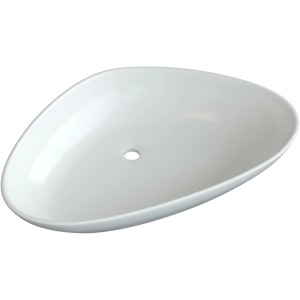 Weißes Aquabatos Aufsatzwaschbecken aus Keramik, 68x44 cm, ohne Hahnloch, ideal für Gäste-WC.