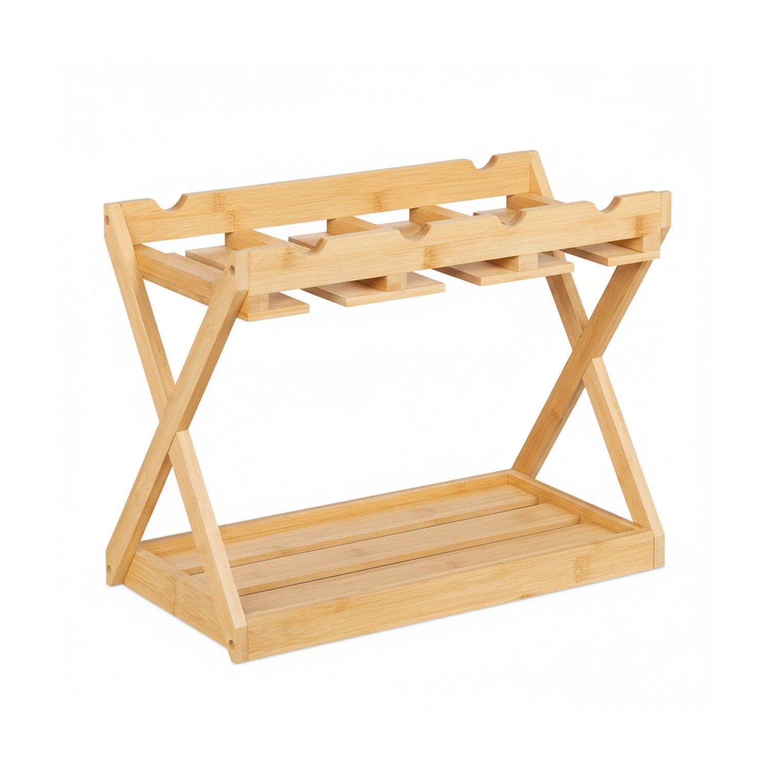 Relaxdays Weinregal Bambus Natur Mit Glashalter 35 cm x 45 cm x 23 cm 1,7 kg