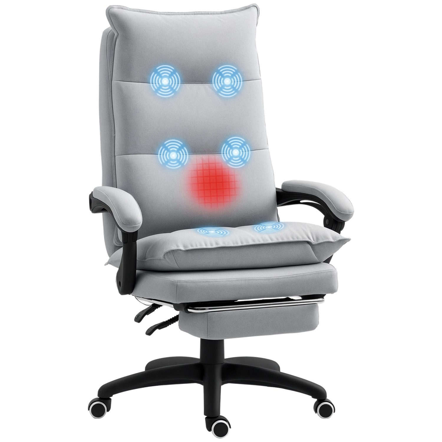 Vinsetto Bürostuhl mit Massagefunktion Hellgrau 70B x 62T x 120-130H cm