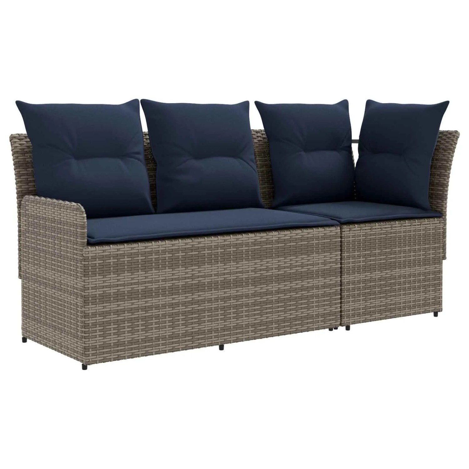 vidaXL Gartenarmsessel mit Ecksofa 2 Stück Grau und Marineblau 42025374