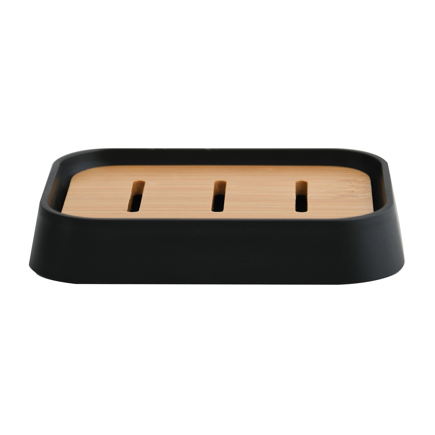 MSV Seifenschale Kamla Polystyrol und Bambus 12 x 9 x 2,5 cm Schwarz-Braun günstig online kaufen