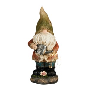 Luca Lighting LED-Solarlampe Gnom, 32 cm, als Gartendeko mit Gießkanne und warmweißen Lichtern.