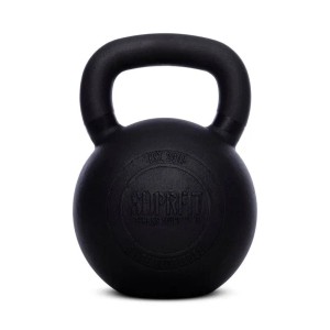 Schwarze Suprfit Elite Gusseisen Kettlebell für Fitness-Training. Robuste Kugelhantel mit ergonomischem Griff.