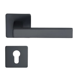 MeinTürgriff Drückergarnitur Trento Flachrosette Schwarz Türdrücker Eckig PZ