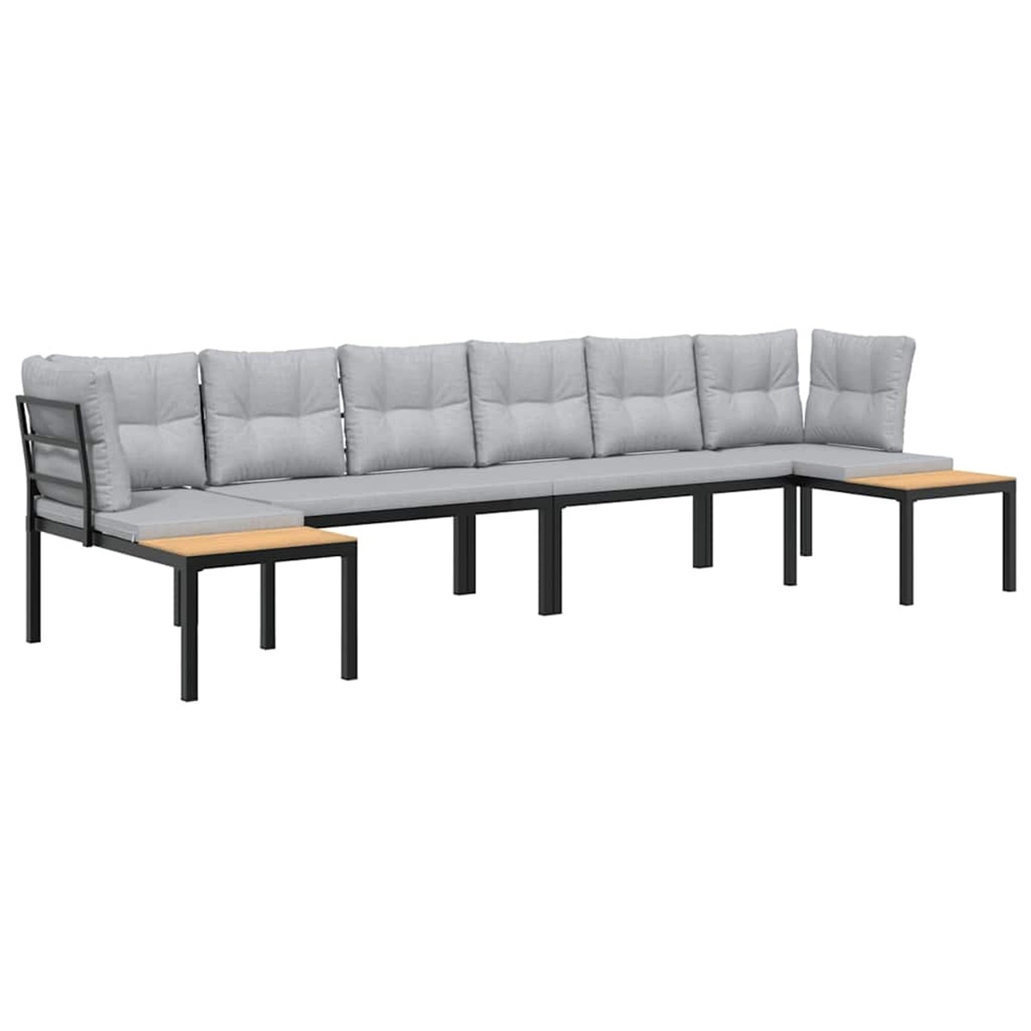 vidaXL 4-Tlg Garten-Sofagarnitur mit Kissen Schwarz Stahl 3283670