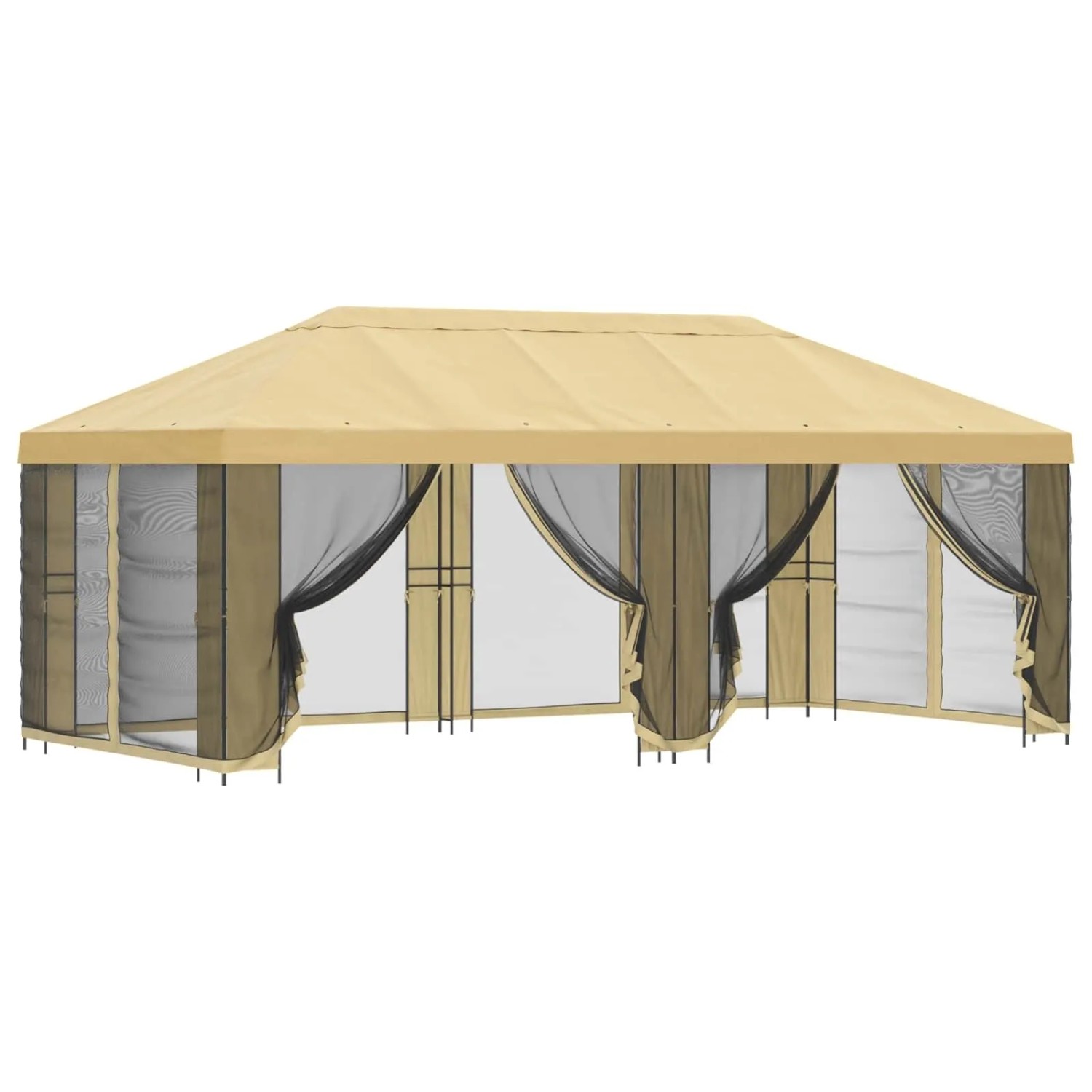 vidaXL Pavillon mit Seitenwänden 6 x 3 m Creme Polyester und Stahl 190 3376020