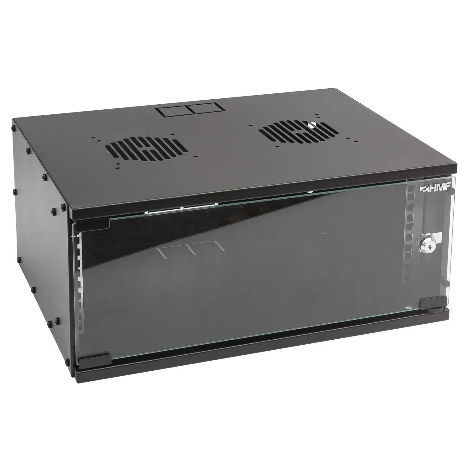 HMF 65704-02 Serverschrank Netzwerkschrank 4HE Unmontiert 19 Zoll Rack Schwarz