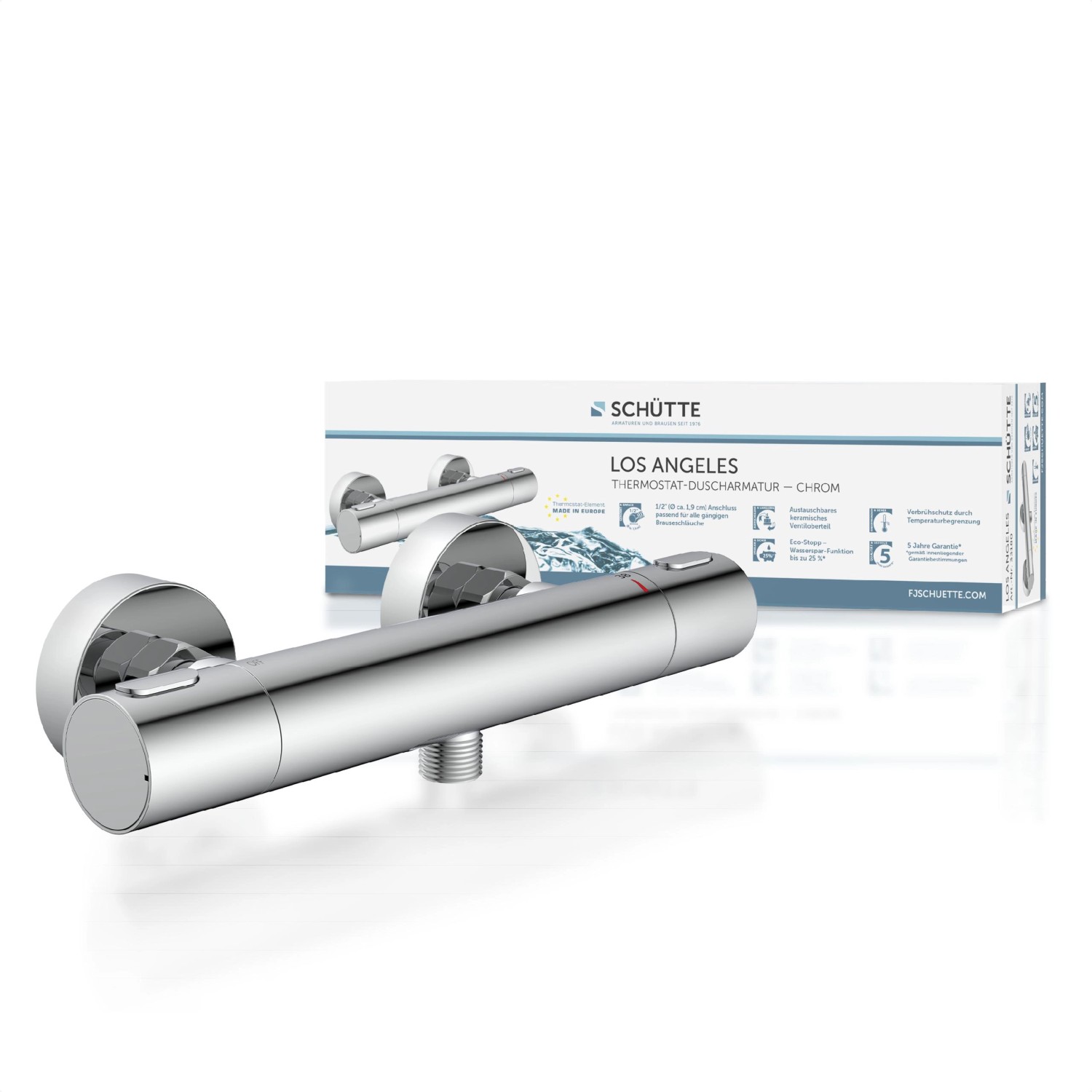 Schütte Thermostat Duscharmatur Los Angeles Chrom, Aufputz-Montage.