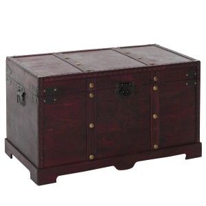 Rechteckige MCW Holztruhe Antibes in Antikoptik, 39x67x38cm, ideal zur Aufbewahrung.