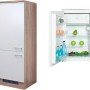 Flex-Well Kühlschrank-Umbau Florida mit PKM KS 120.4A+ EB Einbaukühlschrank, Front Weiß, Korpus Sonoma Eiche.