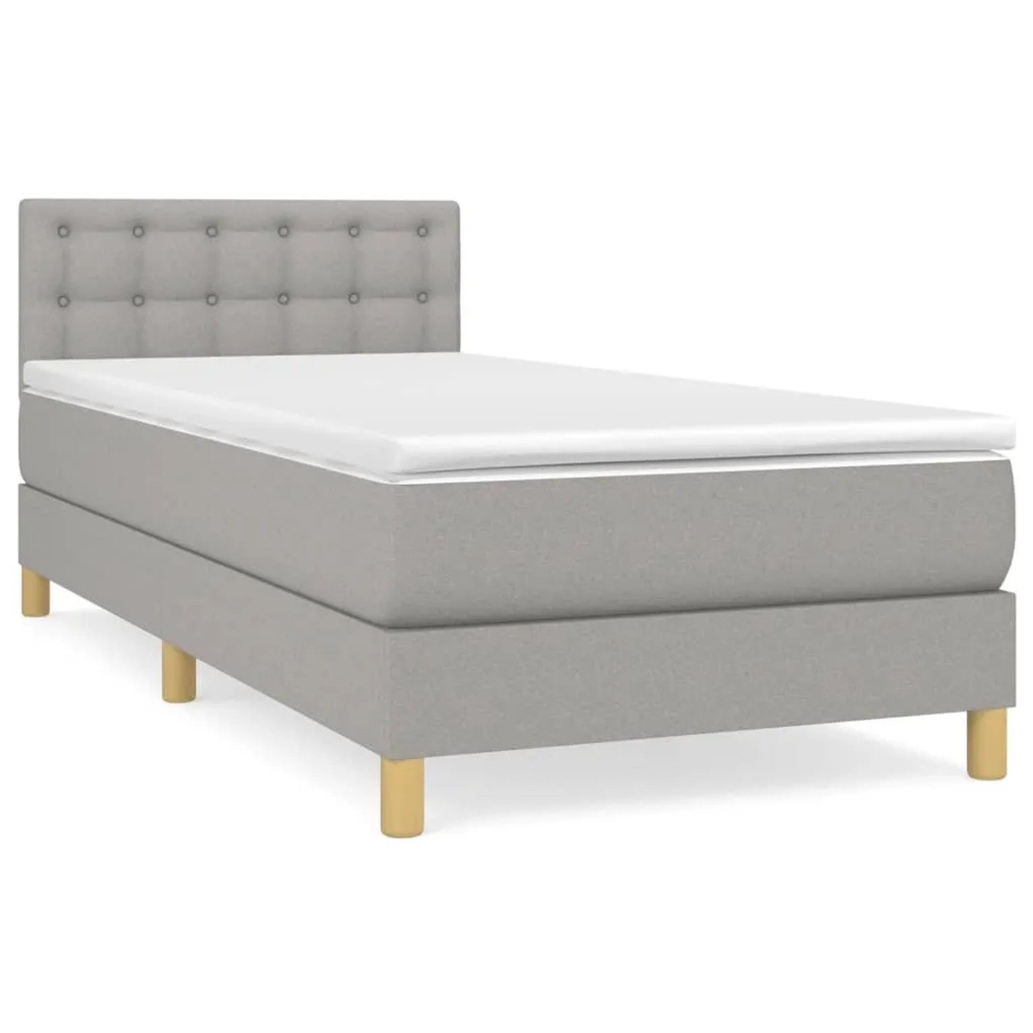 vidaXL Boxspringbett mit Matratze Hellgrau 80x200 cm Stoff 3140889