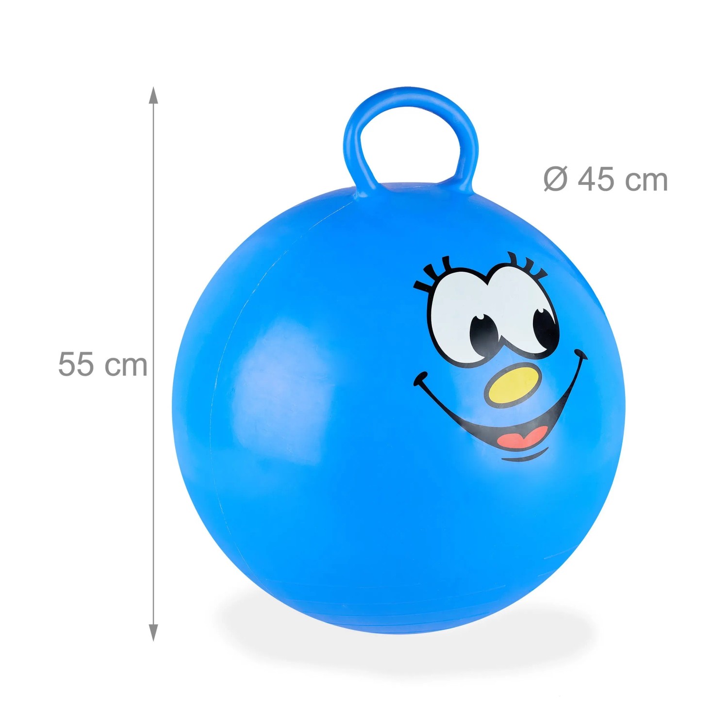 Relaxdays Hüpfball PVC Blau Mit Griff 55 cm x 45 cm 0,4 kg_4
