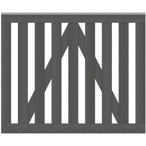 Gartenzaun Tor Raja WPC Anthrazit, 101,5x85cm, mit senkrechten Profilen und Design-Aufsatzleiste.