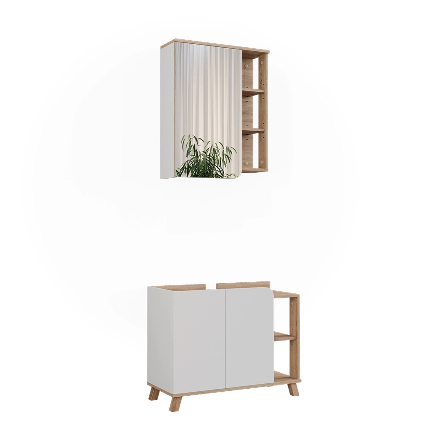 Vicco Badmöbel-Set Karen Sonoma/Weiß 2 Teile günstig online kaufen