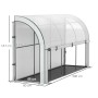 Weißes Outsunny Gewächshaus mit Rolltür, 300x80x157 cm, für Gemüseanbau.