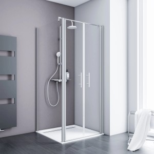 Schulte Alexa Style 2.0 Duschwand mit Pendeltür und Seitenwand, 80x80x192 cm.