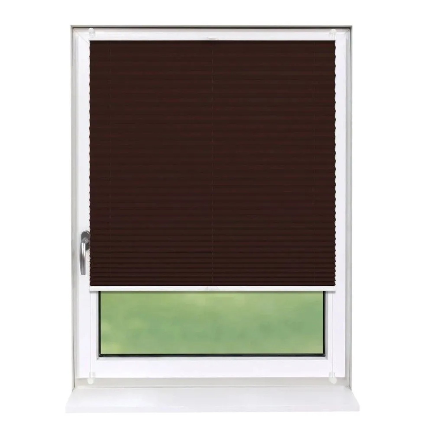 Deco-Raum Plissee Basic ohne Bohren 100x150cm Dunkelbraun Blickdicht Klemmfix