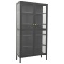 Anthrazitfarbene vidaXL Vitrine aus Stahl und Glas, 90x40x180 cm, für Büro oder Wohnraum.