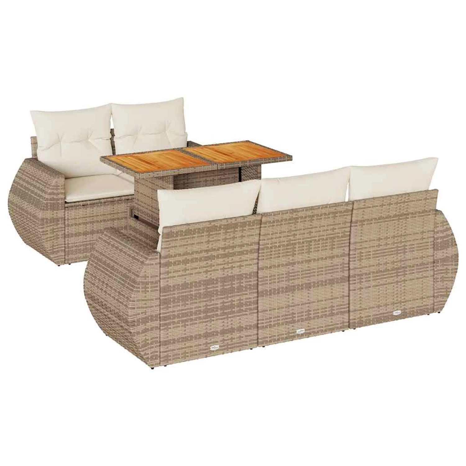 vidaXL 6-Tlg Garten-Sofagarnitur mit Kissen Beige Poly Rattan 3327215 günstig online kaufen