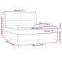 vidaXL Boxspringbett Creme 180x200 cm mit Matratze und Kopfteil, Maße eingezeichnet.