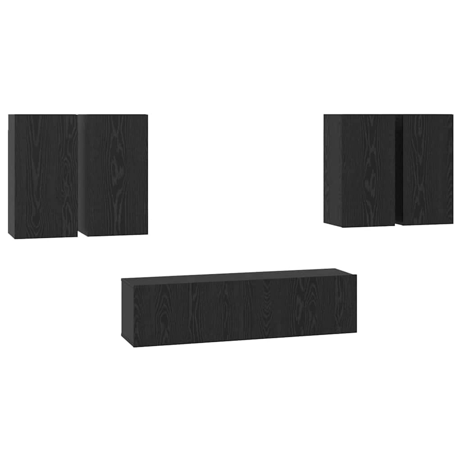 vidaXL TV-Schrank-Set 6-Tlg Schwarz Eichen-Optik 60 x 30 x 30 cm 3393304 günstig online kaufen