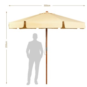COSTWAY Sonnenschirm 300 cm Gartenschirm  Beidseitig um 30° Knickbar Beige