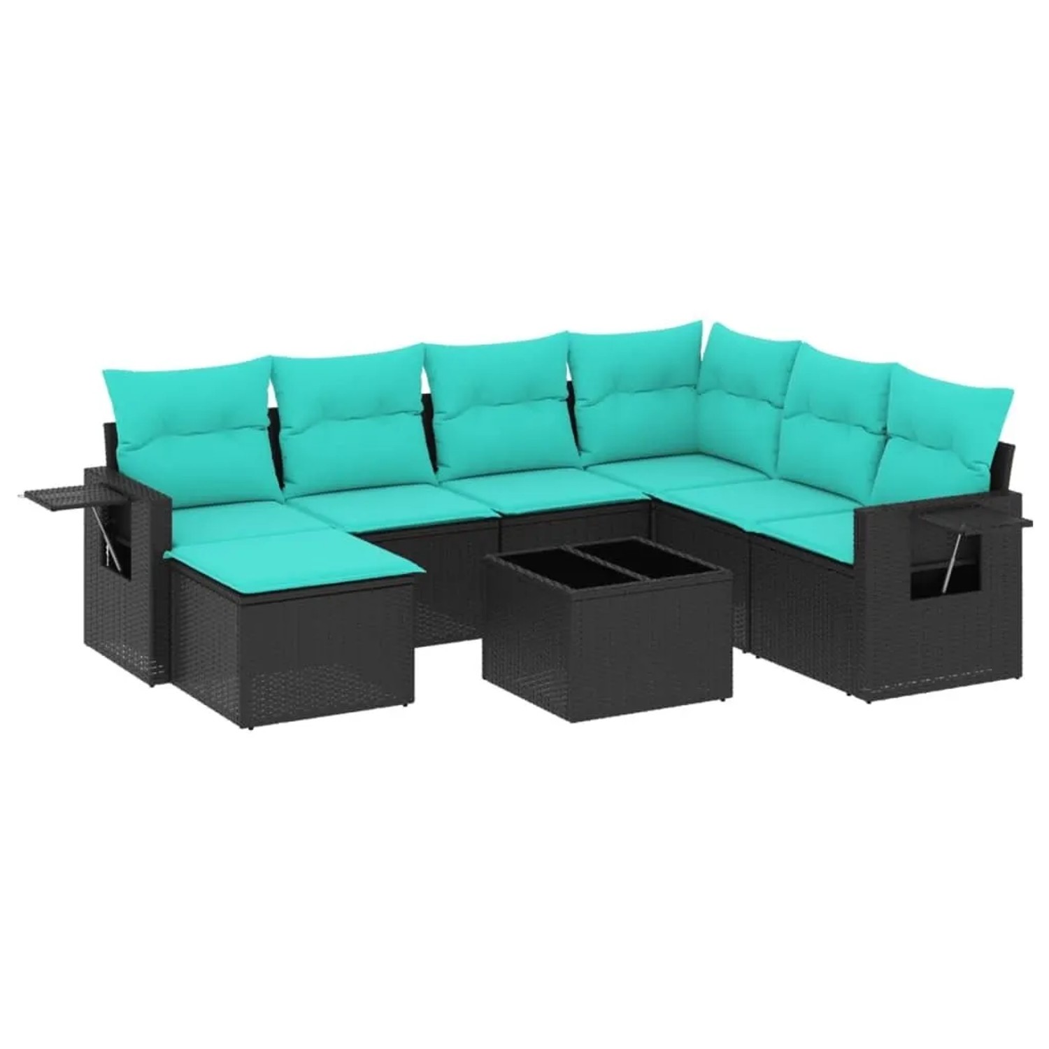 vidaXL 8-Tlg Gartensofa-Set mit Kissen Schwarz Polyrattan 3220506 günstig online kaufen