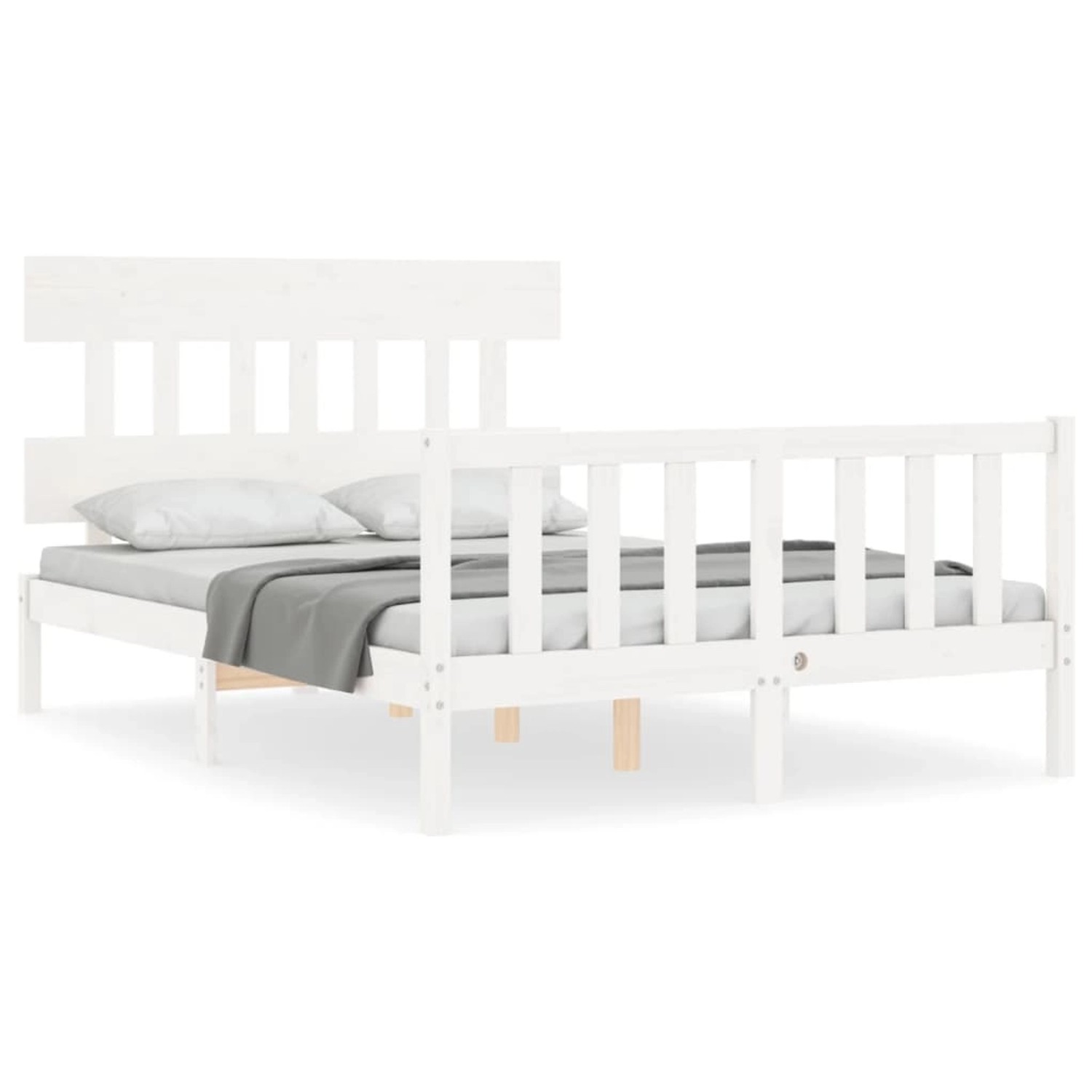 vidaXL Massivholzbett ohne Matratze Weiß 140x190 cm Kiefernholz 3193317 günstig online kaufen