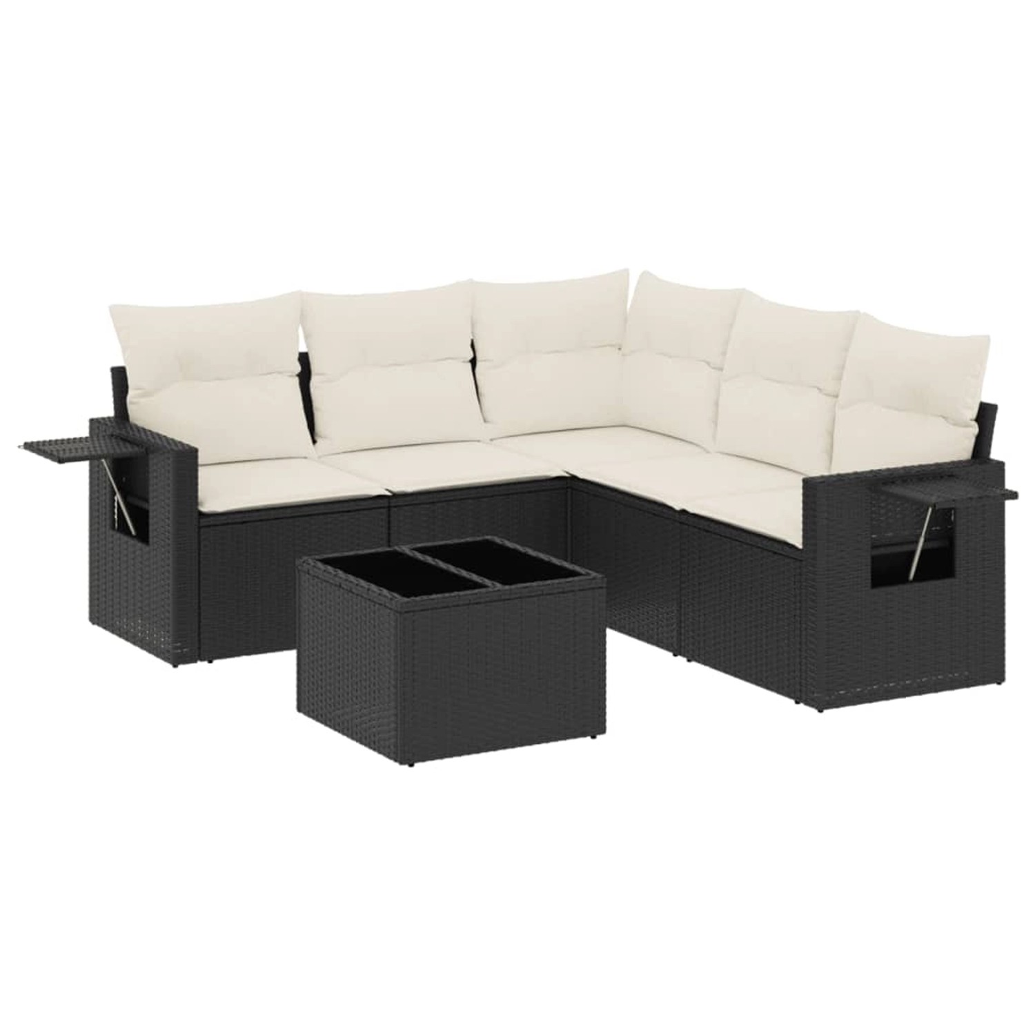 vidaXL 6-Tlg Garten-Sofagarnitur mit Kissen Schwarz Poly Rattan 3220155 günstig online kaufen
