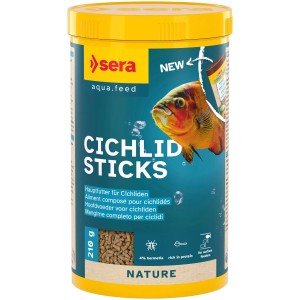 Sera Cichlid Sticks Fischfutter, 1000ml Dose. Hauptfutter für Cichliden.