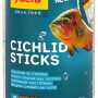 Sera Cichlid Sticks Fischfutter, 210g, in gelb-blauer Dose mit Cichliden-Motiv. Schwimmende Pellets für große Fische.