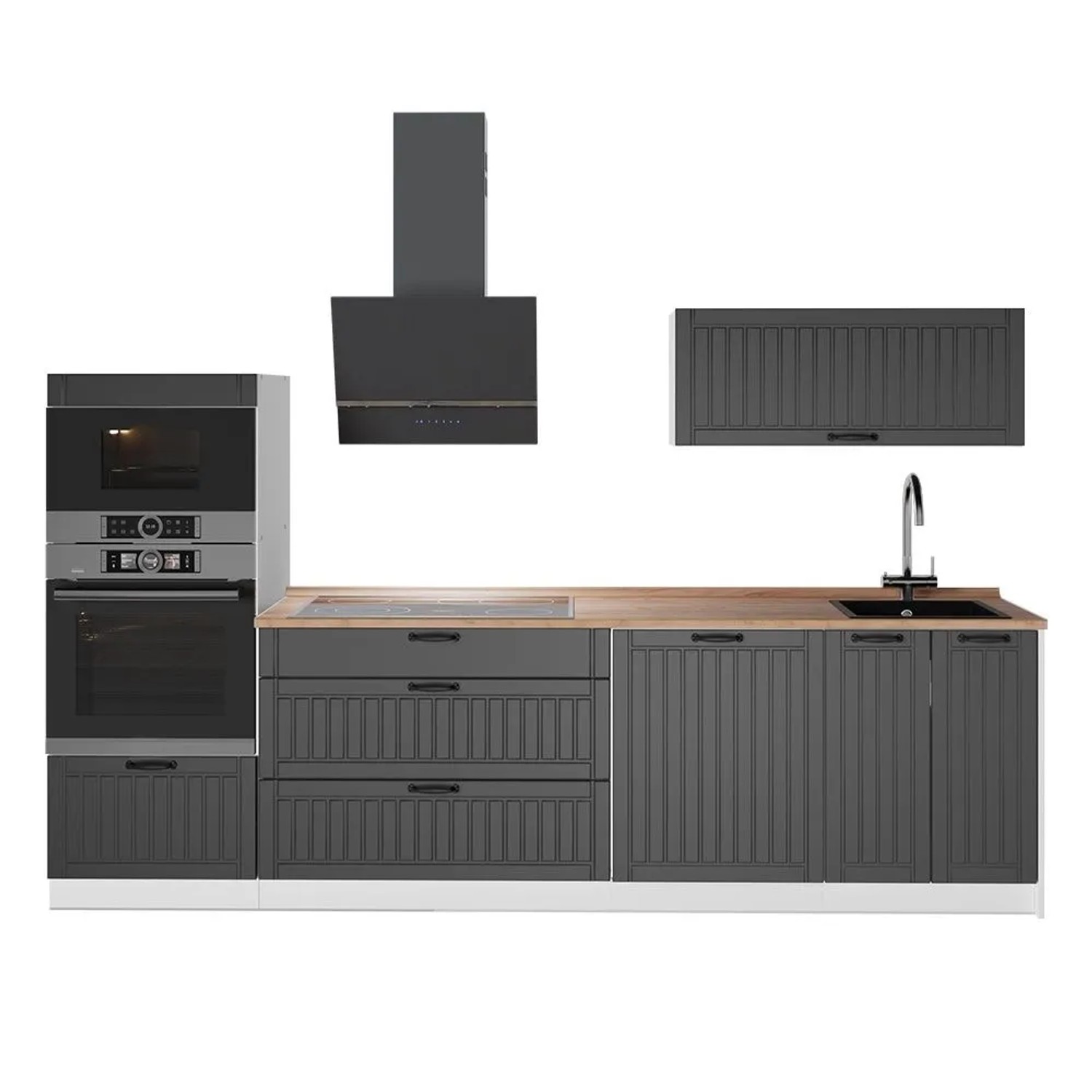 Vicco Küchenzeile Fame-Line Dunkelgrau/Weiß 280 x 154 AP Eiche Art Nr 64716