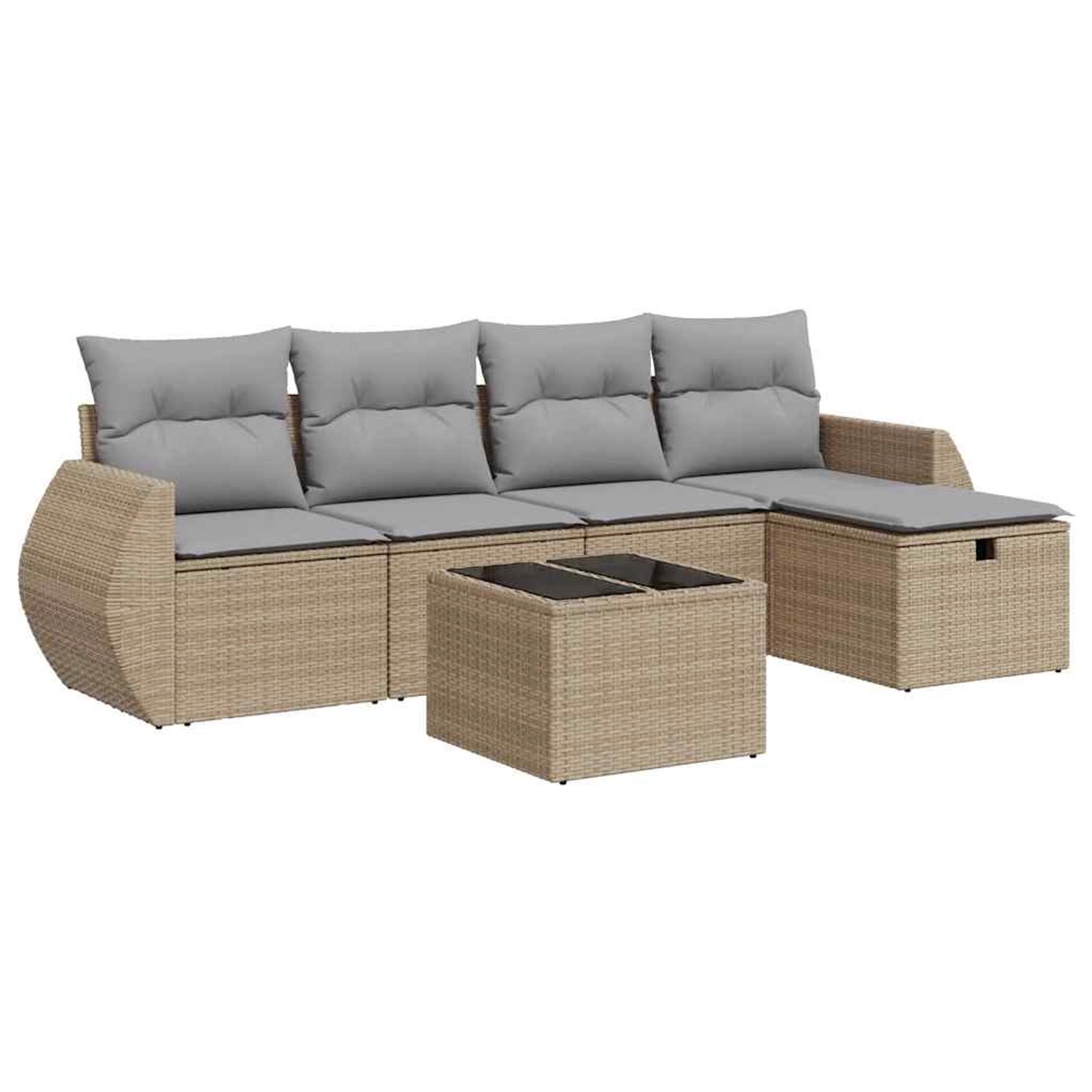 vidaXL 6-Tlg Garten-Sofagarnitur mit Kissen Beige Poly Rattan 3325575 günstig online kaufen