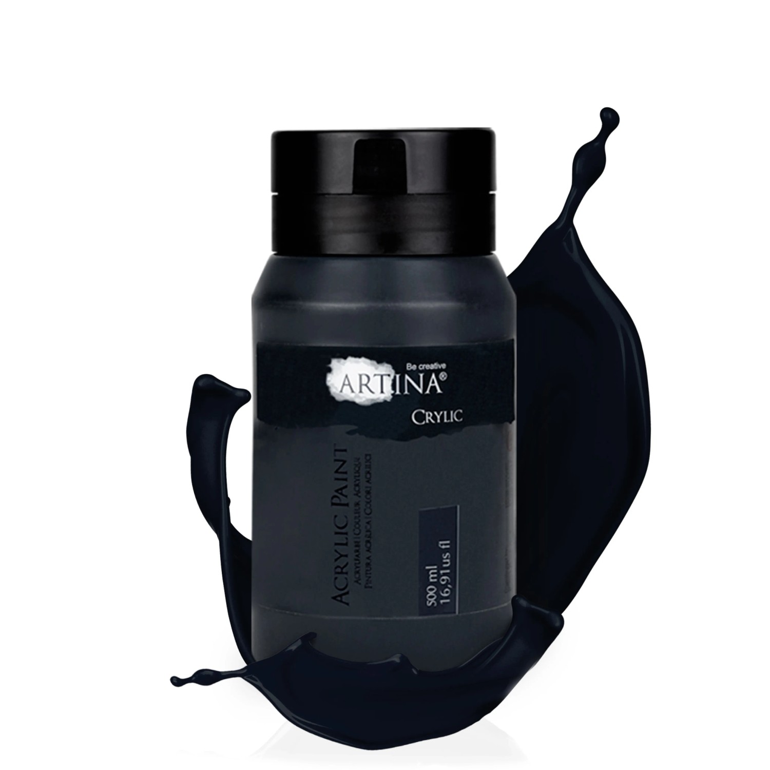 Artina Crylic Acrylfarbe Schwarz, 500ml. Künstlerfarbe für Acrylmalerei.