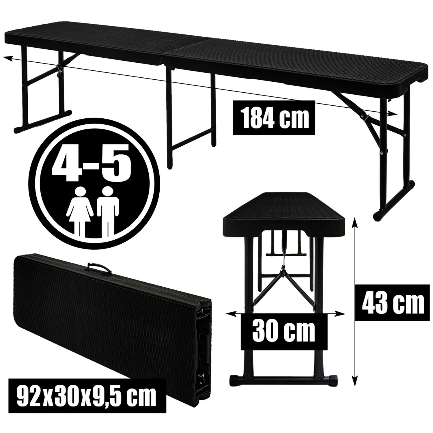 WellHome - Multifunctionele klaptafel met handvat 180x74 cm