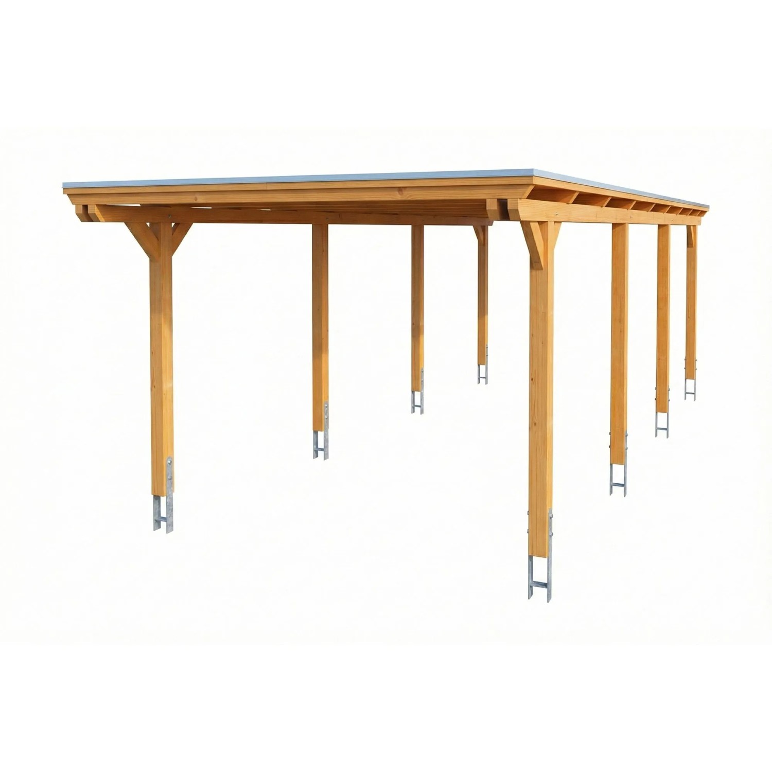 Skan Holz Carport Emsland Stahl-Dachplatten 340 cm x 846 cm Eiche Hell
