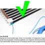 Heizfolie für Fußboden mit 130W/m², Detailansicht der elektrischen Anschlüsse.