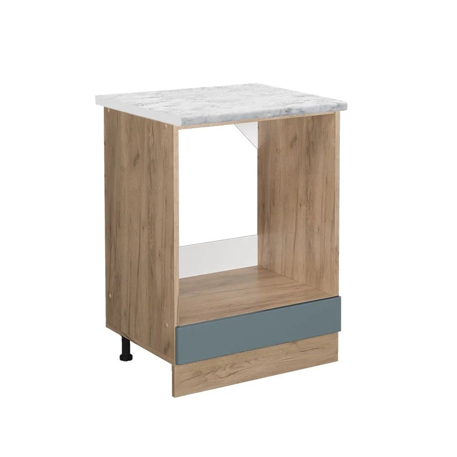 Vicco Herdumbauschrank R-Line Blau-Grau Goldkraft Eiche 60 cm AP Marmor