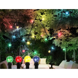 Globo Party-Lichterkette Nirvana mit bunten E27 Leuchtmitteln für Garten & Party.
