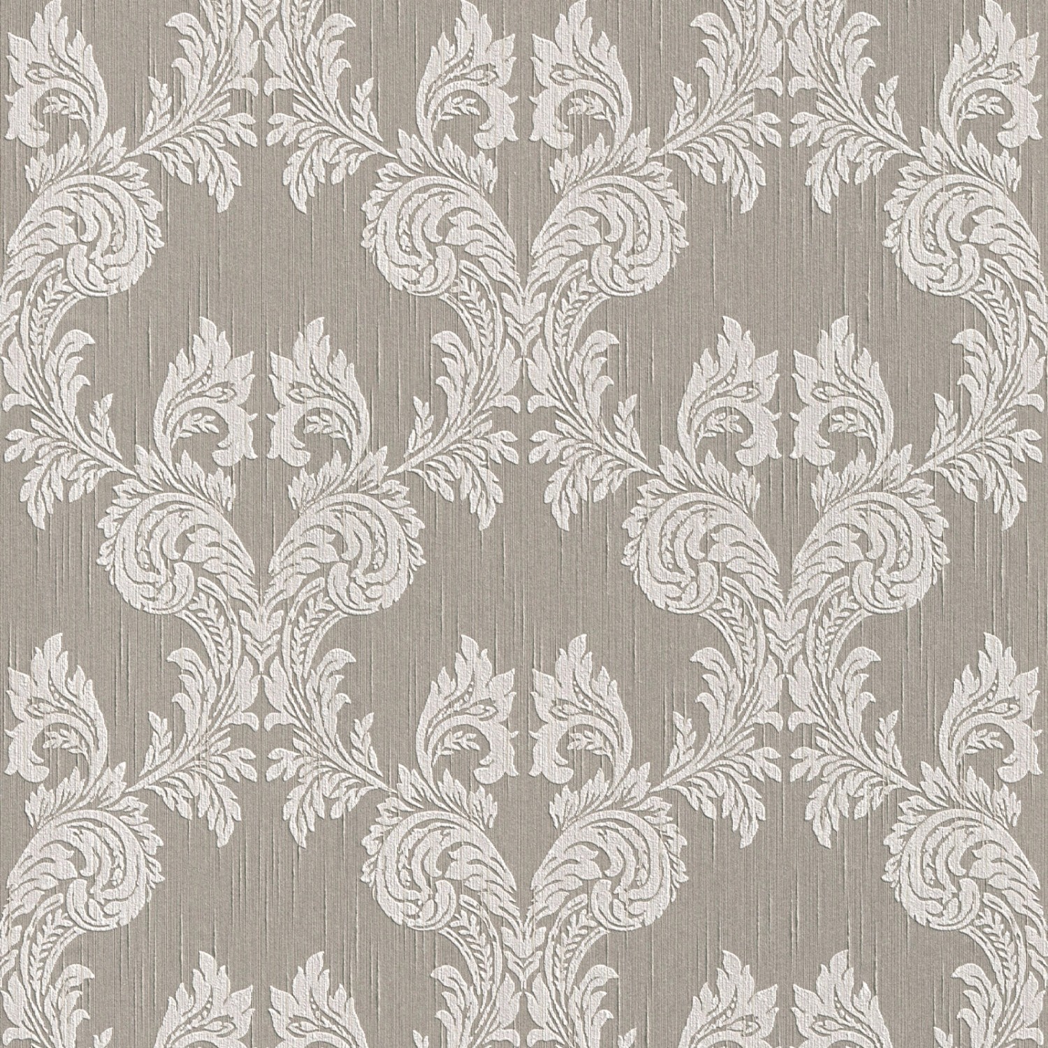 Bricoflor Neobarock Tapete Elegant Silber Graue Vliestapete mit Barock Ornament Edel Vlies Textiltapete in Hellgrau Idea