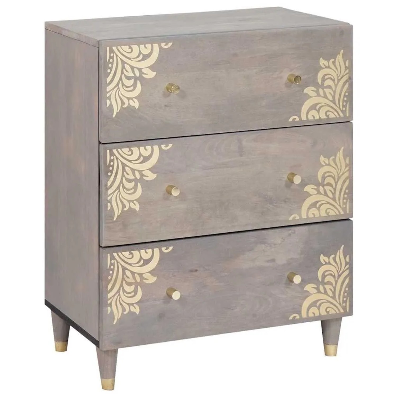 vidaXL Sideboard Grau und Gold 60 x 33 x 75 cm Massivholz Mango 4018775 günstig online kaufen