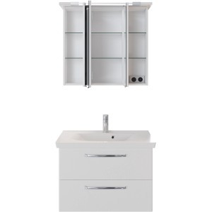 Pelipal Badmöbel-Set Trentino, 80 cm, Weiß: Waschtisch mit Unterschrank und Spiegelschrank