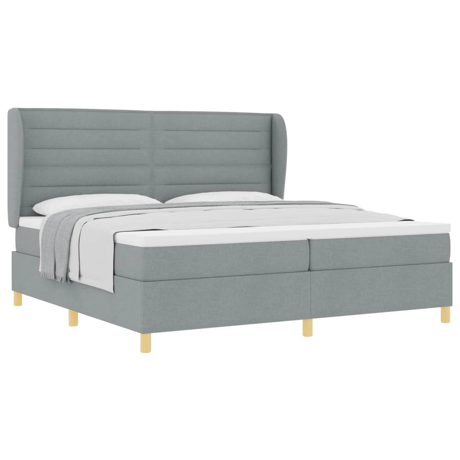 vidaXL Boxspringbett mit Matratze Dunkelgrau 90x190 cm Hellgrau 3340711