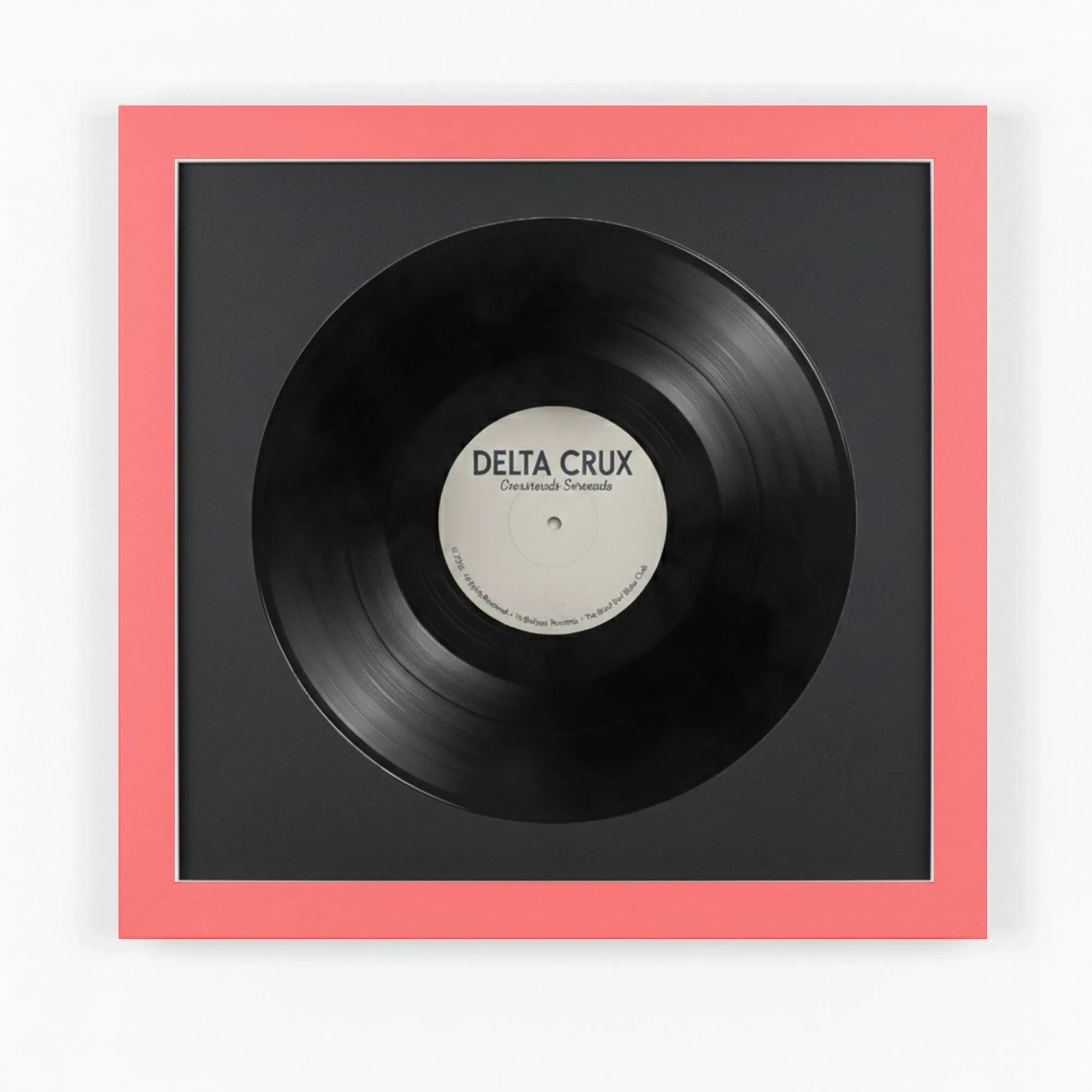 K-Möbel Schallplatten Rahmen Rot 40x40cm mit Schwarzem Passepartout für die Vinyl