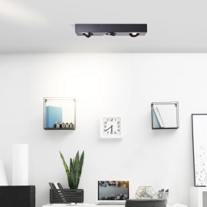 Schwarze, 3-flammige LED-Deckenleuchte Doro von Brilliant für Innenräume.
