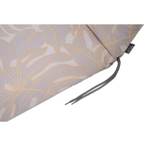 Siena Garden Niedriglehner Auflage Comfort mit tropischem Blätter-Muster und Bindebändern.