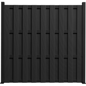Anthrazitfarbener WPC Bohlenzaun Color Line von Elephant, 180x180 cm, für Sichtschutz im Garten.
