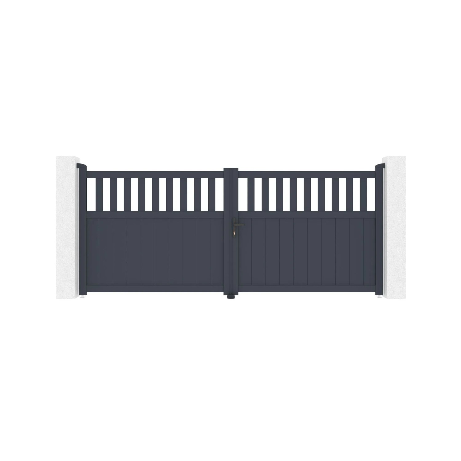 Casanoov Verstellbares Drehtor Breite Santis 340x140cm Grau Aluminium